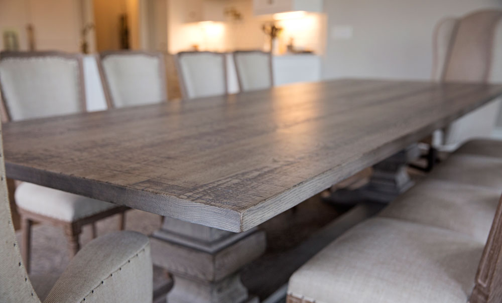 Finished table sitting in a room